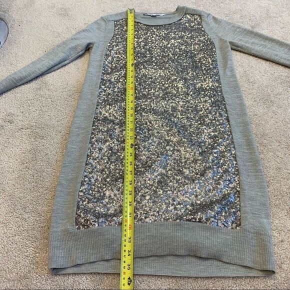 DIANE Von Furstenberg Wool Sequin Danette Sweater Dress gray size medium - Picture 10 of 12
